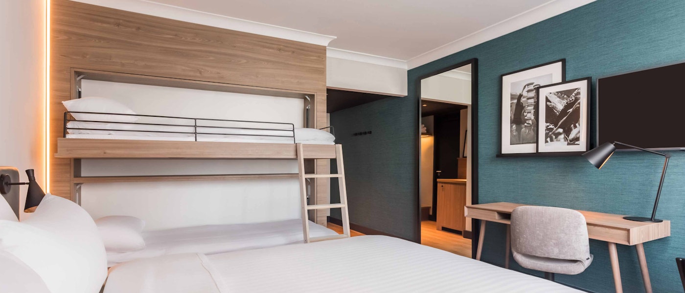 Hotel room with bunk beds